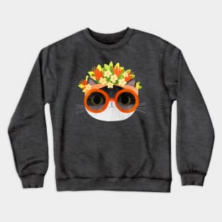 Summer Vibes Flower Crown Cat Crewneck Sweatshirt